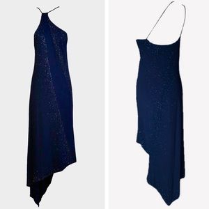 Donna Karan Signature Navy Beaded Cocktail Dress